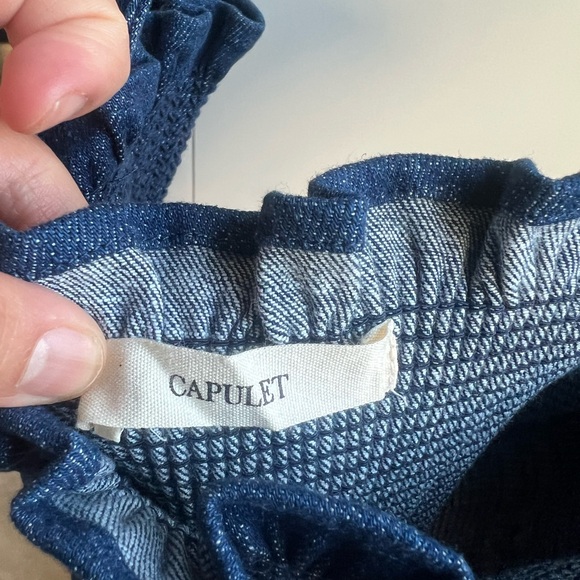 Blue Smocked Ruffle Crop Top - Picture 2 of 2